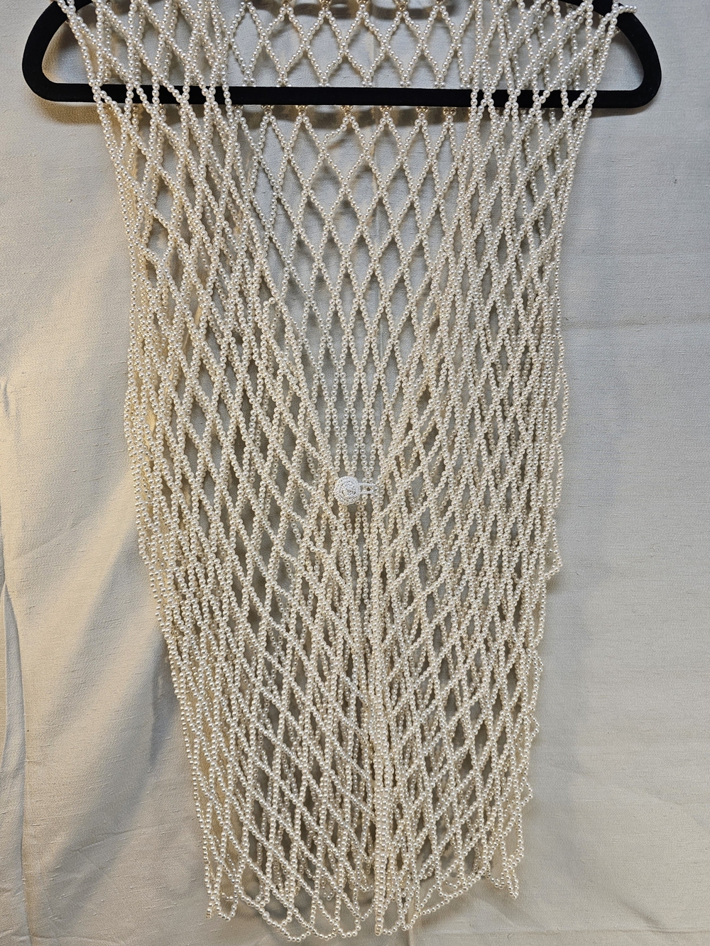 Women's Cream Faux Pearl Beaded One Button Vest